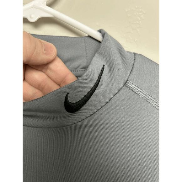 NEW Men S NIKE DRI-FIT Warm Base Layer Fitted Training Gray Mock Neck 748869-065 - Picture 4 of 6